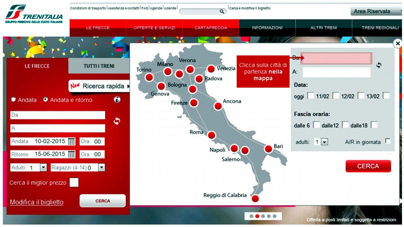 Continuità territoriale negata anche sul portale internet di Trenitalia