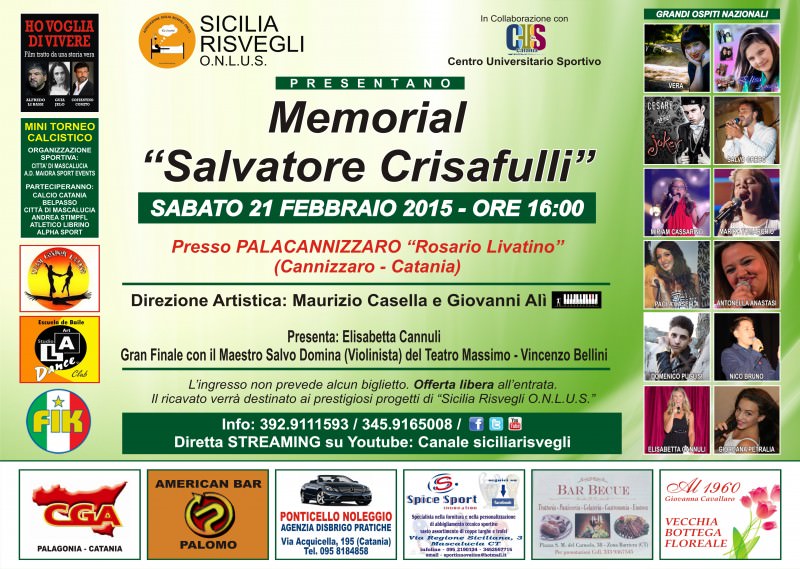 Catania, memorial Salvatore Crisafulli: un impegno per un “centro risvegli”