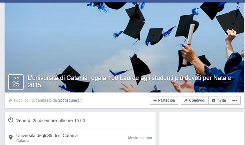 “L’università etnea regala 100 lauree”, lo scherzo che impazza sul web!