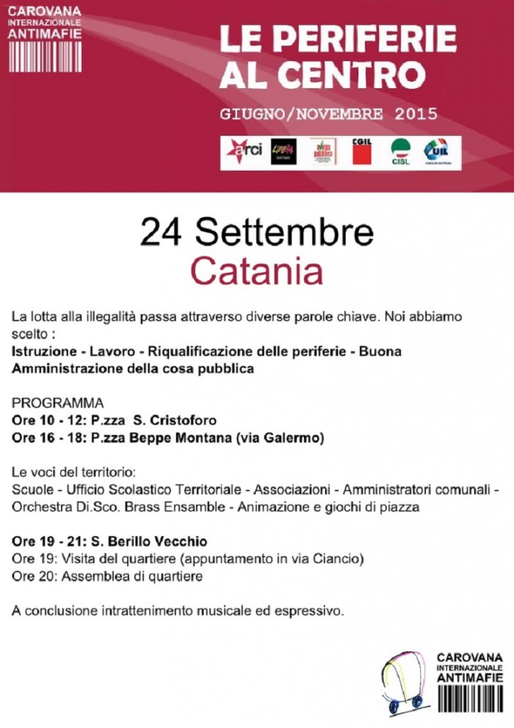 Catania, Carovana Antimafia 2015: domani la presentazione