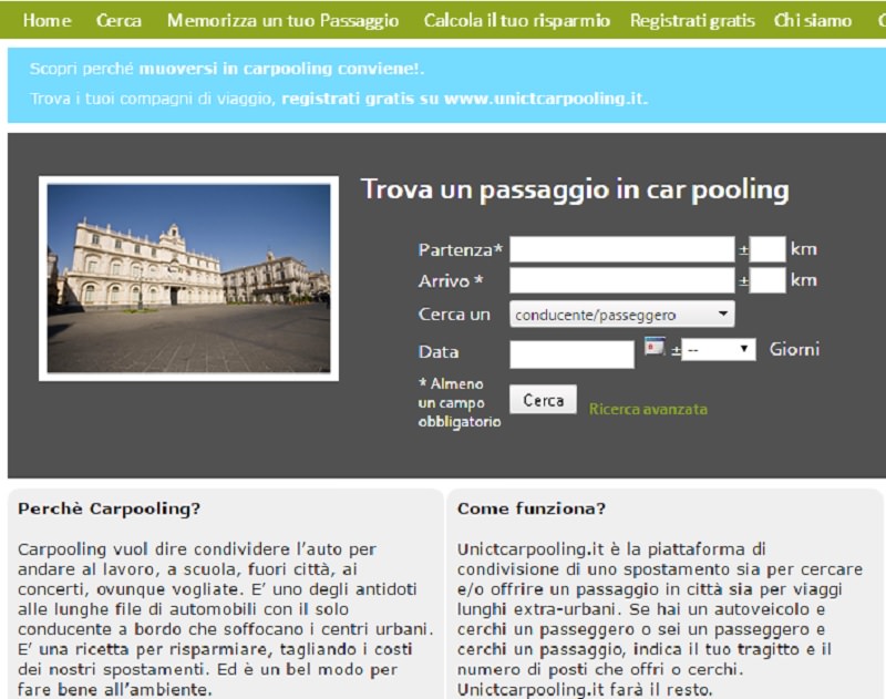 Carpooling, arriva la piattaforma dedicata dell’Università di Catania