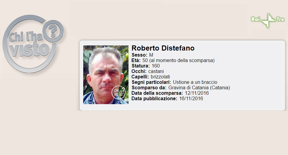 Gravina di Catania, scomparso 50enne: si cerca Roberto Di Stefano