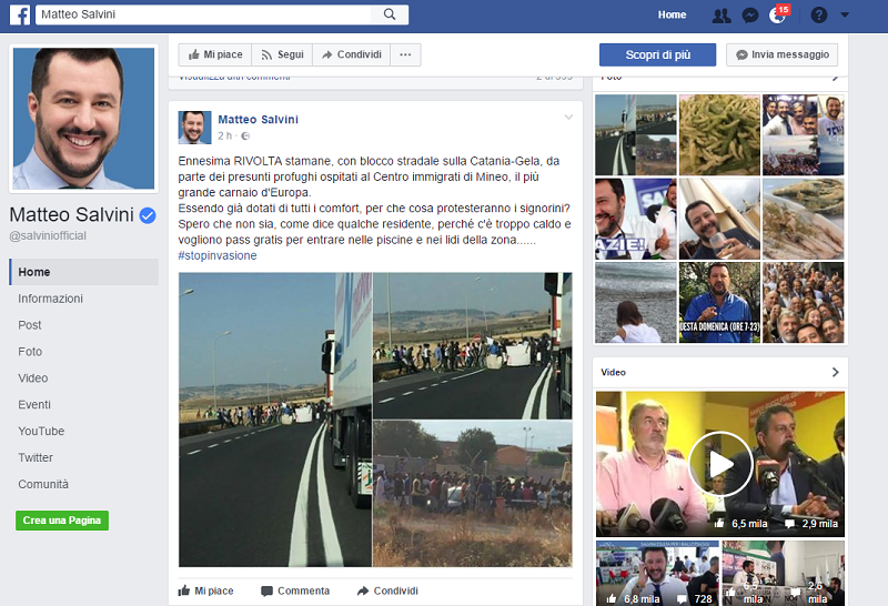 Protesta al Cara di Mineo, Salvini: “Dotati di tutti i comfort, per cosa protestano i signorini?”