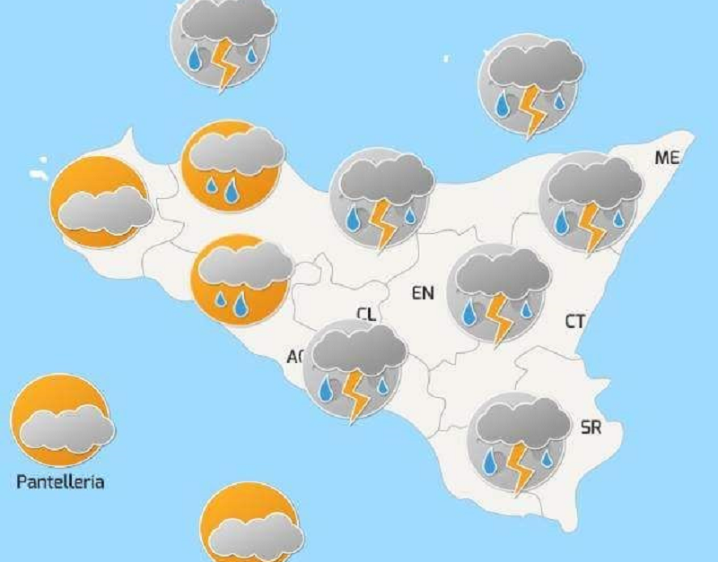 In arrivo domenica temporalesca: forti piogge in gran parte della Sicilia