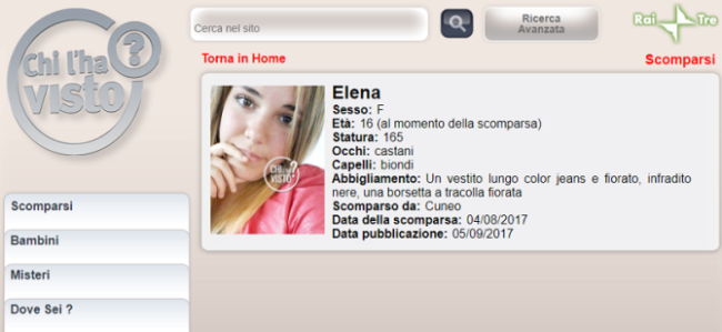 Elena, 16enne di Cuneo sparita un mese fa: avvistata l’ultima volta a Belpasso