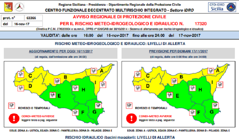 Allerta gialla in Sicilia: l’isola sarà travolta da piogge e temporali