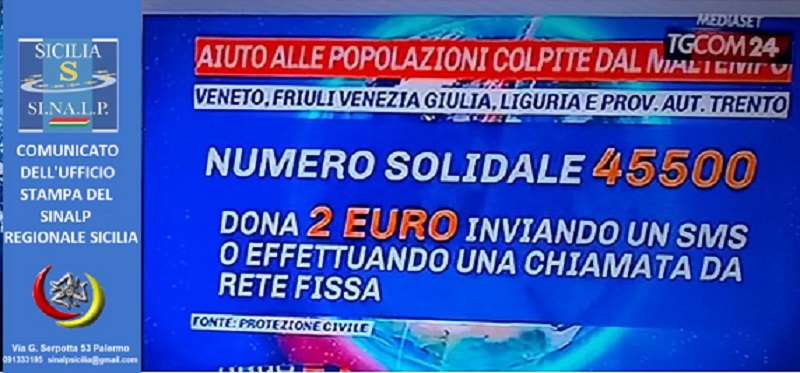 Nessuna raccolta fondi per la Sicilia? Sinalp: “Non siamo cittadini di serie B”.