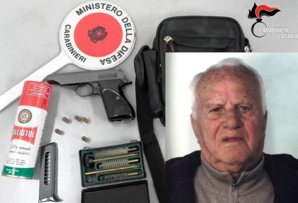 Anziano “pistolero”, carabinieri sequestrano pistola e cinque proiettili
