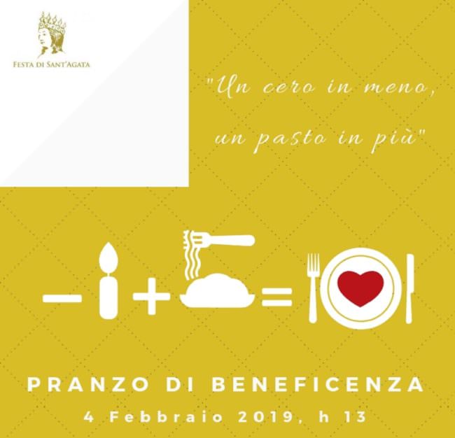 “Un cero in meno, un pasto in più”: pranzo di beneficenza per 300 persone in onore di Sant’Agata