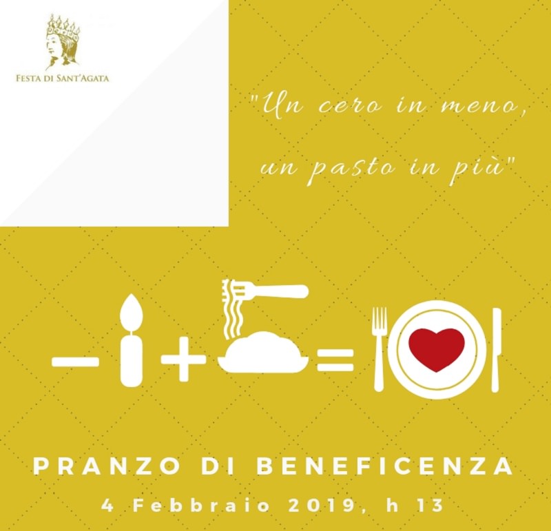 “Un cero in meno, un pasto in più”: pranzo di beneficenza per 300 persone in onore di Sant’Agata