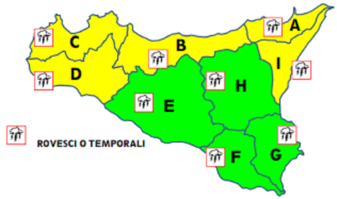 Meteo, clima ancora tra alti e bassi: per domani allerta gialle su buona parte dell’isola