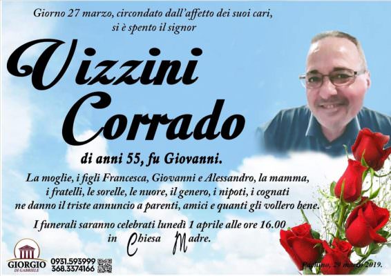 Pachino a lutto per la morte di Corrado Vizzini: l’ultimo saluto lunedì 1 aprile nella Chiesa Madre