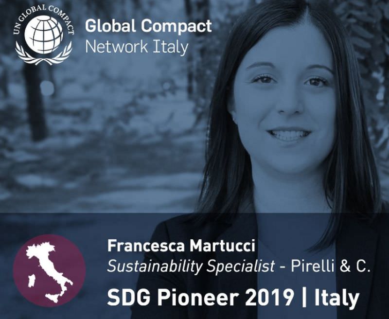 RICONOSCIMENTO SDG PIONEER ITALY 2019 A FRANCESCA MARTUCCI DI PIRELLI