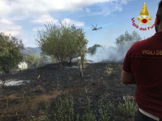 Vasto incendio nel Catanese, FOTO e VIDEO dell’intervento dei vigili del fuoco