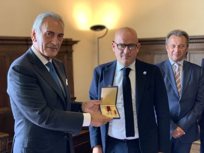 PRESIDENTE FIGC GRAVINA PREMIATO A SAN MARINO