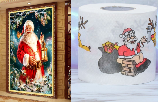 Corna per la macchina, carta igienica a tema o Babbo Natale gigante di strass? I regali più “trash” acquistabili sul web – FOTO