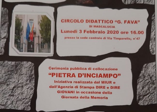 Il C.D. “Fava” di Mascalucia celebra il Giorno della Memoria con la collocazione della “pietra d’inciampo”