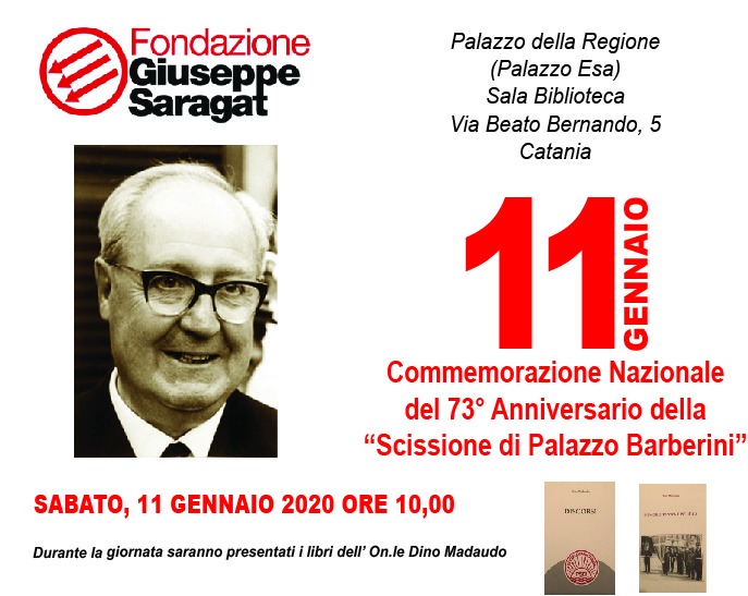 Catania, 73esimo anniversario Scissione di Palazzo Barberini: Onorevole Madaudo presenterà due libri