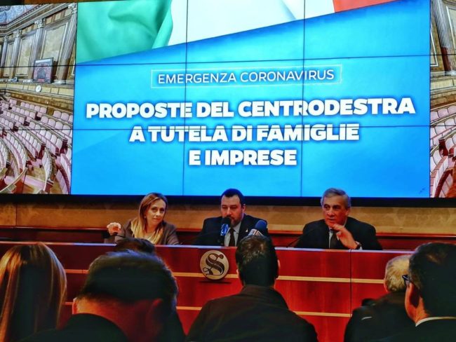 Coronavirus, dal centrodestra proposte per 30 miliardi”