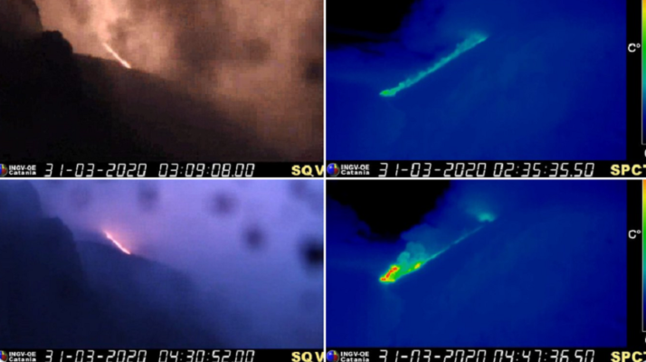 Si sveglia la terra nella notte: colata lavica dello Stromboli raggiunge il mare, intanto cadono massi