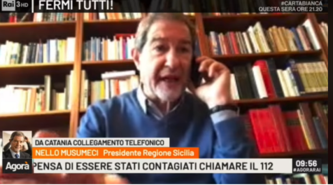 Gestione degli arrivi in Sicilia, situazione in terapia intensiva ed emergenza economica: Musumeci ospite ad “Agorà”