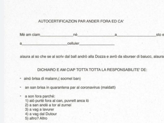 Coronavirus, autocertificazione in dialetto per sdrammatizzare