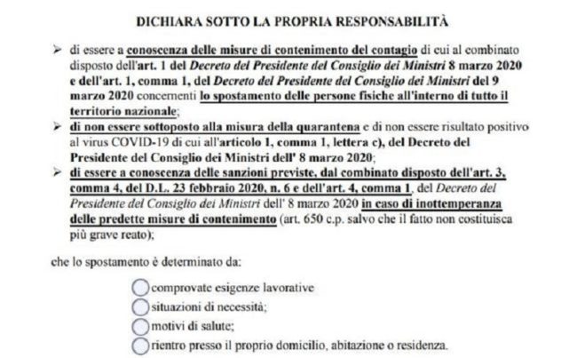 Coronavirus, ecco il nuovo modello di autocertificazione da scaricare