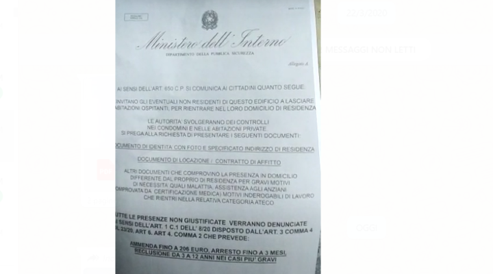 Falso avviso del Ministero dell’Interno nei condomini: “Lascino casa i non residenti”