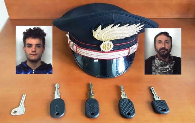 Acireale, ladri seriali “beccati” sull’auto rubata e in possesso di chiavi passe-partout: due arresti