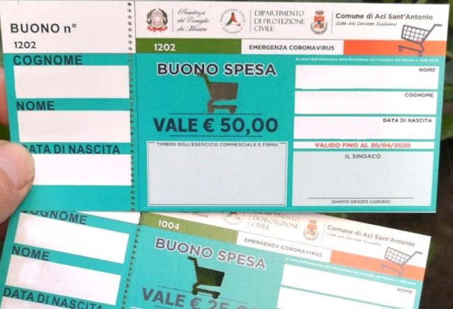 Aci Sant’Antonio, buoni spesa elettronici entro il 15 dicembre: ecco come presentare domanda
