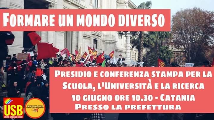 Usb Scuola e Coordinamento Giovani Precari Siciliani in Prefettura per chiedere la “riforma strutturale dell’istruzione”