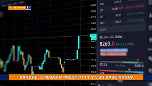 Banche, a maggio prestiti +1,5% su base annua