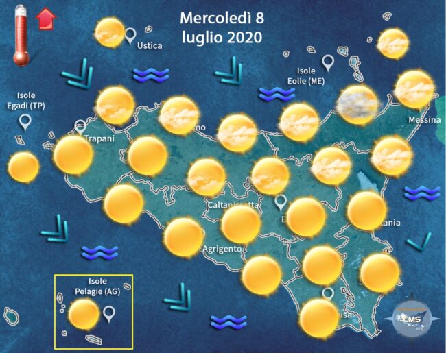 Meteo in Sicilia: temperature in aumento, ma non si escludono piogge sul settore tirrenico