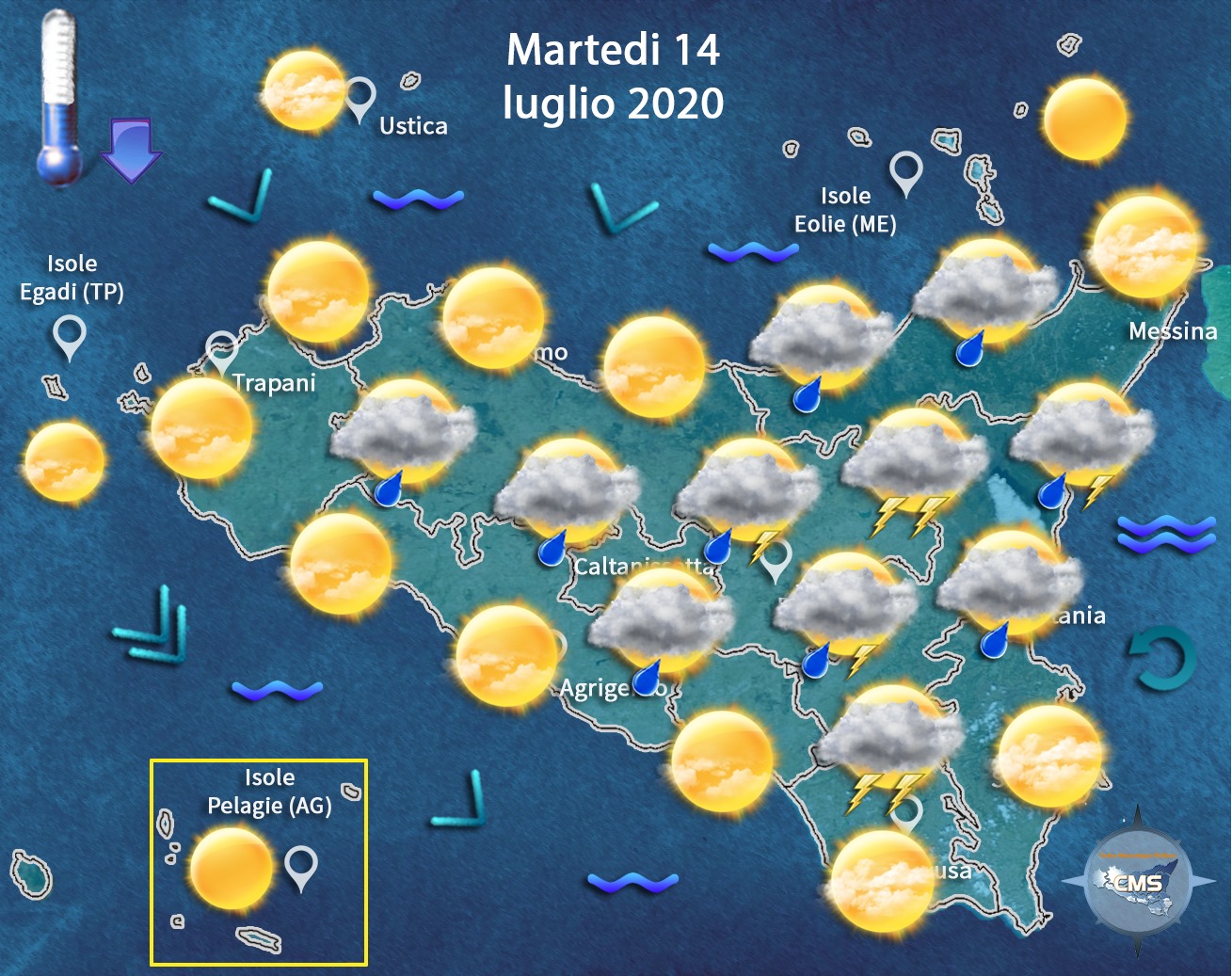 Meteo Sicilia, estate messa da parte: temperature in lieve calo, probabili piogge su tutta l’Isola