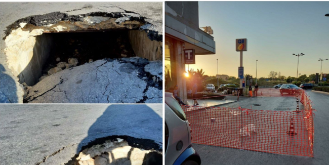 Paura a Siracusa, cede un canale di raccolta delle acque meteoriche e sprofonda l’asfalto