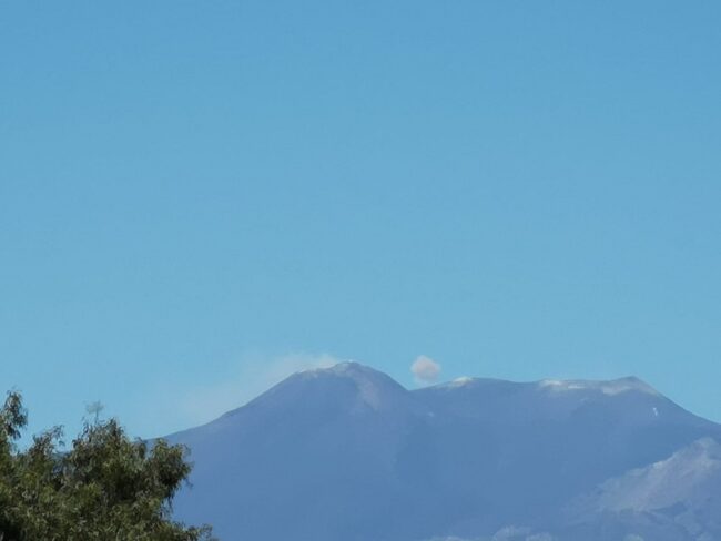 Pennacchi di cenere e linee di degassamento fuoriescono dall’Etna: attività nella norma