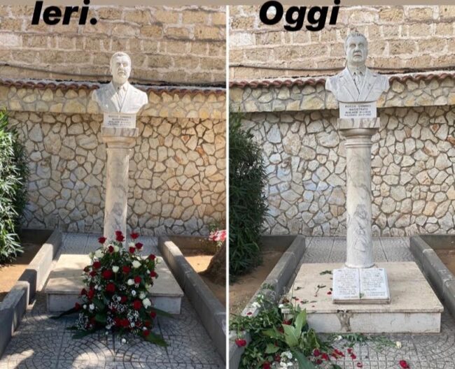 Sgomento a Misilmeri, trovata distrutta la corona di fiori deposta in commemorazione del giudice Chinnici