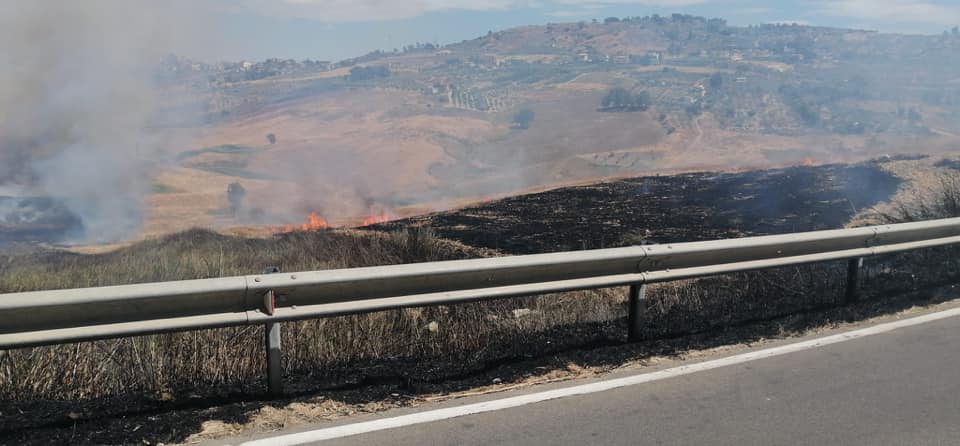Brucia ancora la terra in Sicilia: vasto incendio nell’Agrigentino, fiamme vicino al carcere