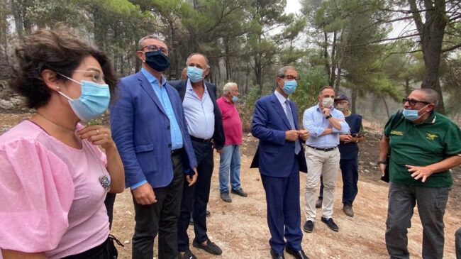 Altofonte, sopralluogo di Nello Musumeci e dell’assessore Cordaro nei luoghi dei devastanti incendi