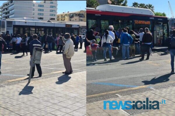Emergenza Coronavirus a Catania, i cittadini continuano a non capire: zero distanziamento e autobus affollati