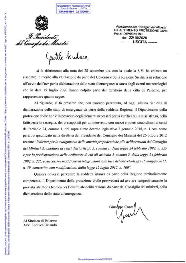 orlando palermo calamit&agrave; alluvione