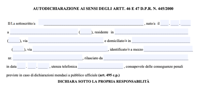 Emergenza Covid, torna l’autocertificazione: ecco il MODULO da scaricare e quando dovrà essere esibito
