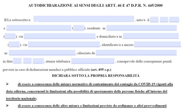 Coronavirus Catania, autocertificazione per gli spostamenti: ecco il nuovo MODULO DA SCARICARE