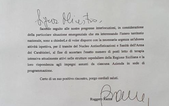 Coronavirus in Sicilia e presunte pressioni sui posti letto, Razza chiede ispezione urgente al ministro Speranza
