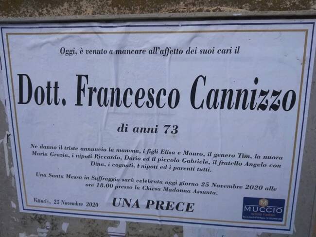 Coronavirus, dopo la moglie è morto Franco Cannizzo: stimato medico analista di Vittoria