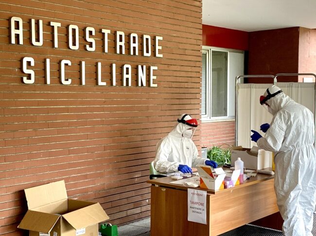 Coronavirus, screening tramite tamponi rapidi al Consorzio Autostrade Siciliane: tutti negativi