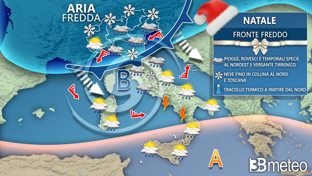 Meteo, in arrivo la “tempesta di Natale”: gelo e maltempo in Italia. Le previsioni fino al 26 dicembre
