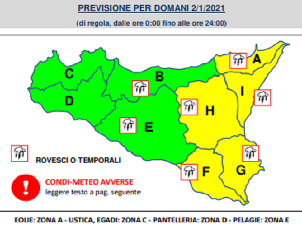 Meteo Sicilia. Oggi allerta gialla a Catania, Messina, Siracusa, Enna e Ragusa: piogge, forti venti e mari mossi
