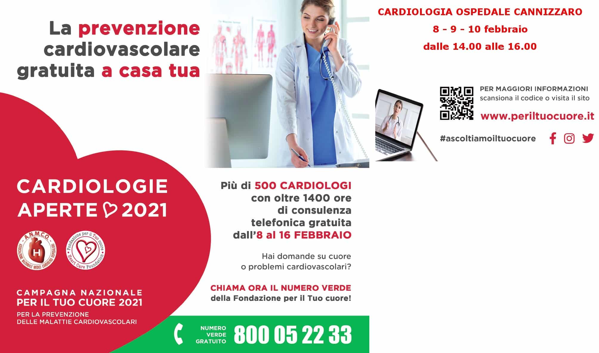 Catania, l’ospedale Cannizzaro aderisce alla campagna nazionale di prevenzione “Cardiologie aperte”: 3 giorni di consulti telefonici gratuiti