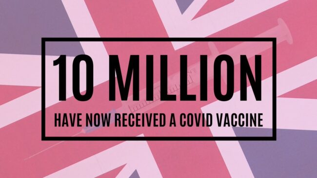 Vaccini anti-covid: oltre 10 milioni di britannici hanno ricevuto la prima dose